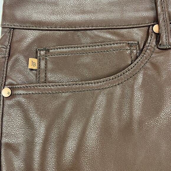 Judy Blue Vegan Faux Leather Tummy Control Top Straight Leg Brown Pants Size 18W - Picture 7 of 16